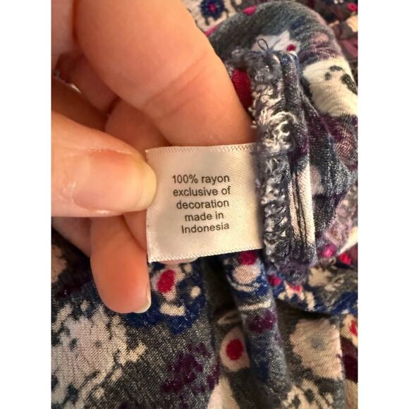 Lane Bryant Purple Floral Long Sleeve Peasant Tunic Women's Plus 22/24 Boho - Picture 6 of 12